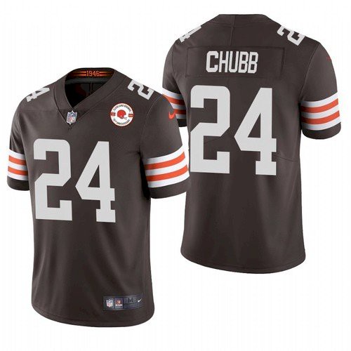 Men's Cleveland Browns #24 Nick Chubb 2021 Brown 75th Anniversary Vapor Untouchable Limited Stitched NFL Jersey